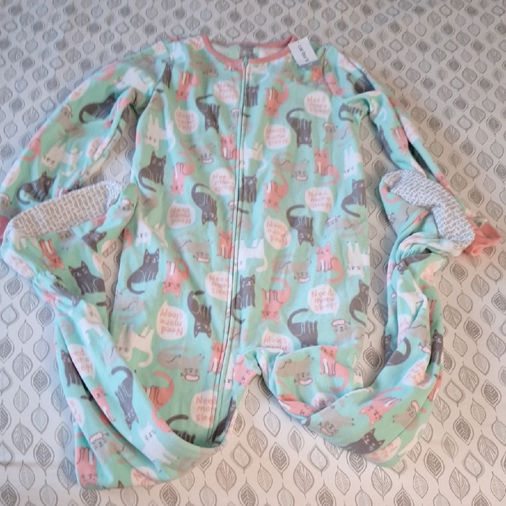 Carter's Mint and Pink Cat Print Pajamas